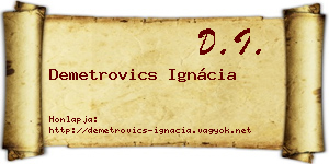 Demetrovics Ignácia névjegykártya