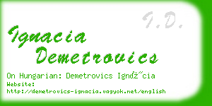 ignacia demetrovics business card